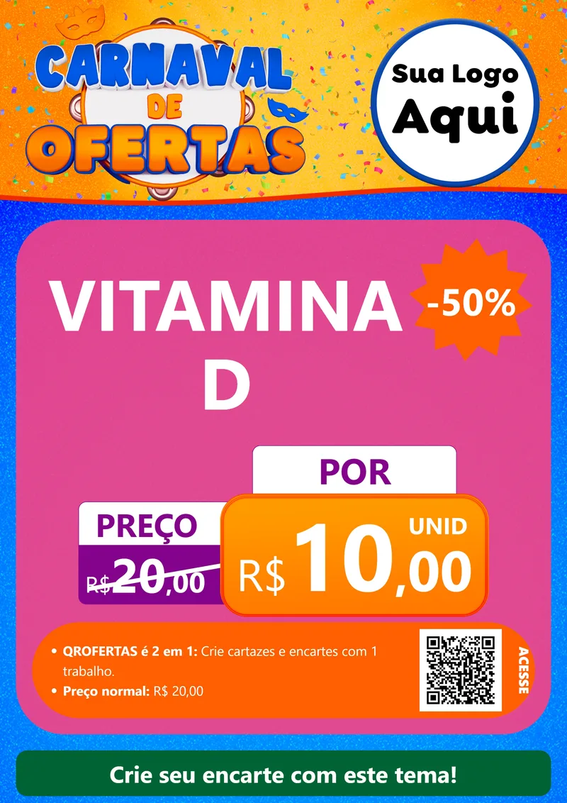 Modelo de Cartaz para Cartaz A4 Vertical com o tema Carnaval de Ofertas para Farmácia