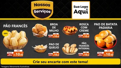 Modelo de TV para TV Horizontal com o tema Nossos Serviços para Padaria