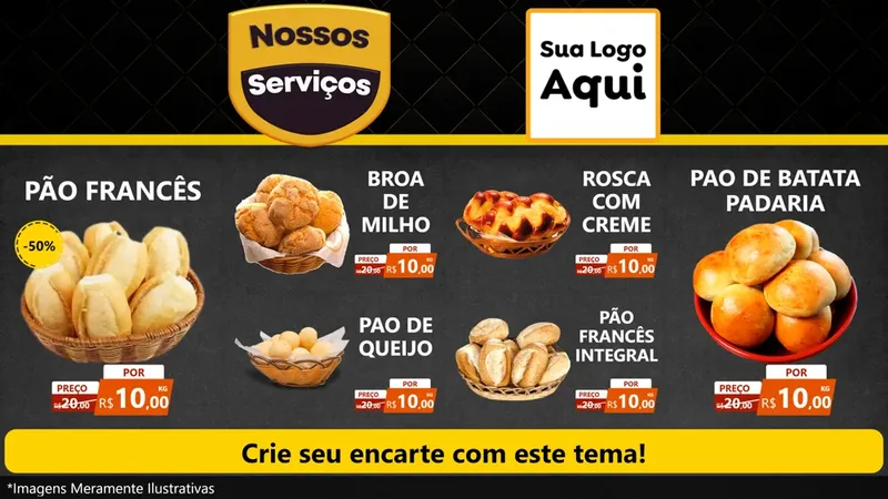 Modelo de TV para TV Horizontal com o tema Nossos Serviços para Padaria