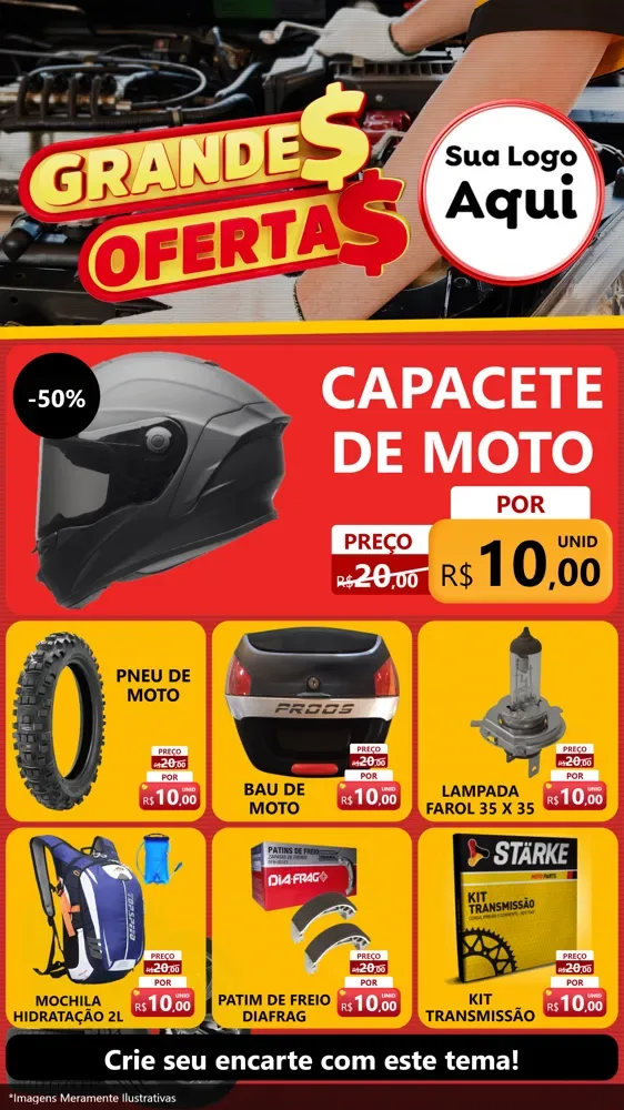 Modelo de Rede Social para Stories com o tema Grandes Ofertas - Autopeças para Moto peças