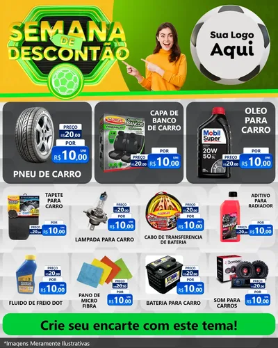 Modelo de Rede Social para Feed Instagram com o tema Semana de Descontão - Copa para Auto peças