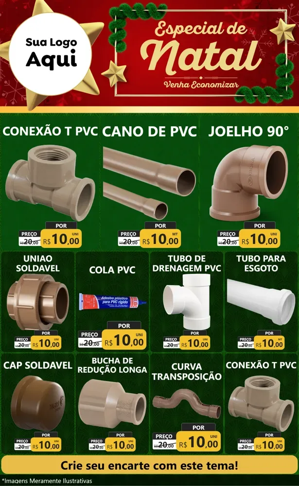 Modelo de Encarte para Encarte Grande com o tema Especial de Natal para Tubos e conexões