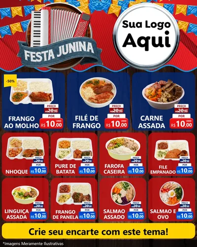 Modelo de Rede Social para Feed Instagram com o tema Festa Junina para Restaurante