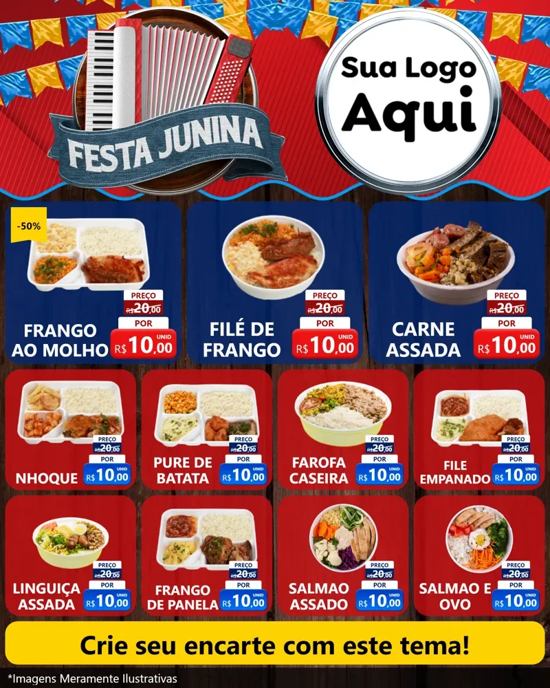 Modelo de Rede Social para Feed Instagram com o tema Festa Junina para Restaurante