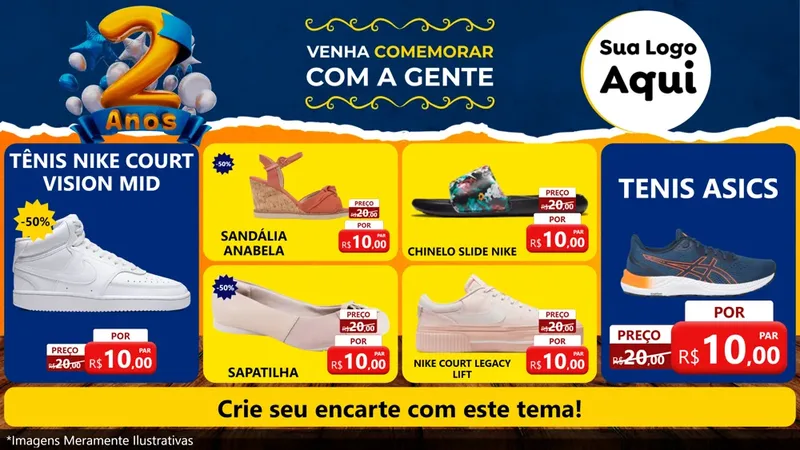 Modelo de TV para TV Horizontal com o tema Aniversário de 2 anos para Calçados