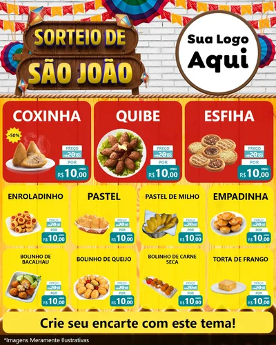 Modelo de Rede Social para Feed Instagram com o tema Sorteio de São João para Salgadaria