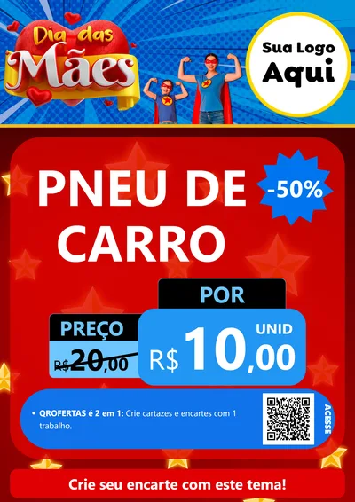 Modelo de Cartaz para Cartaz A4 Vertical com o tema Dia das Mães para Auto peças