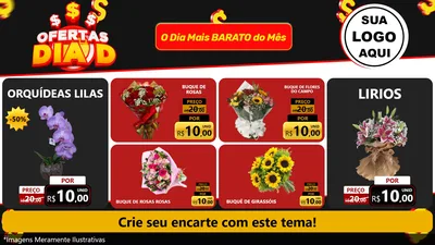 Modelo de TV para TV Horizontal com o tema Ofertas Dia D para Floricultura e jardim