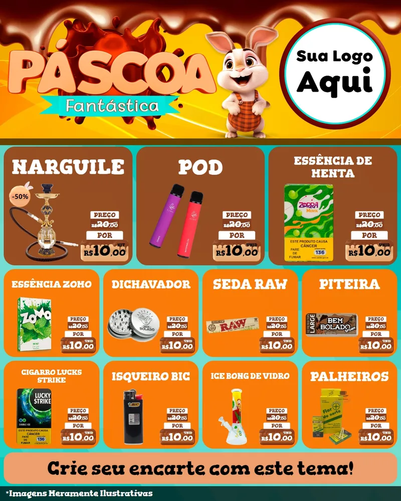 Modelo de Rede Social para Feed Instagram com o tema Páscoa Fantástica para Tabacaria