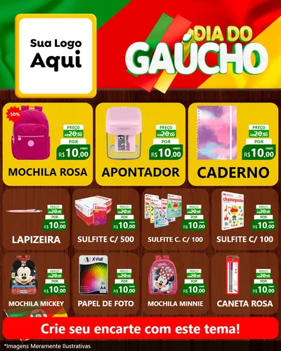 Modelo de Rede Social para Feed Instagram com o tema Dia do Gaúcho para Papelaria