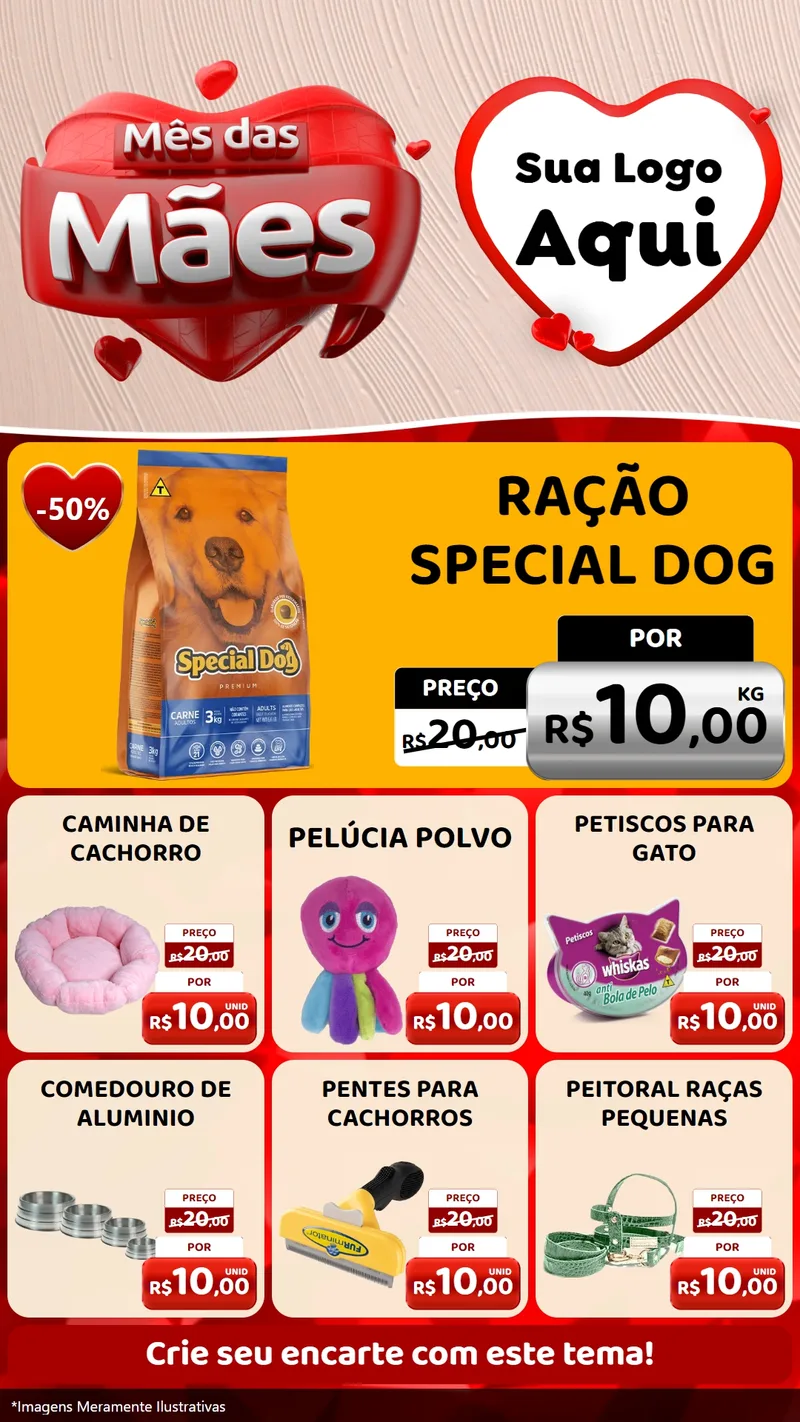Modelo de Rede Social para Stories com o tema Mês das Mães para Pet Shop