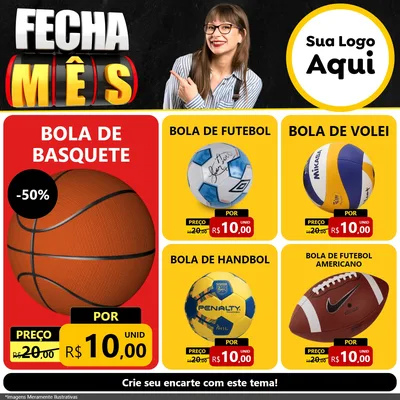 Modelo de Rede Social para Feed Facebook com o tema Fecha Mês para Artigos Esportivos