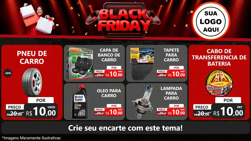 Modelo de TV para TV Horizontal com o tema Black Friday para Auto peças