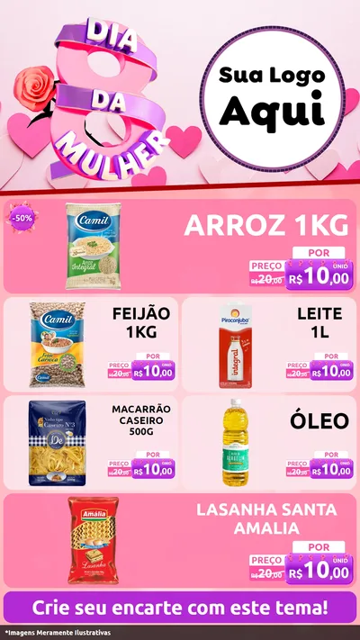 Modelo de TV para TV Vertical com o tema Dia da Mulher para Supermercado