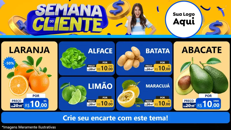 Modelo de TV para TV Horizontal com o tema Semana do Cliente para Hortifrúti