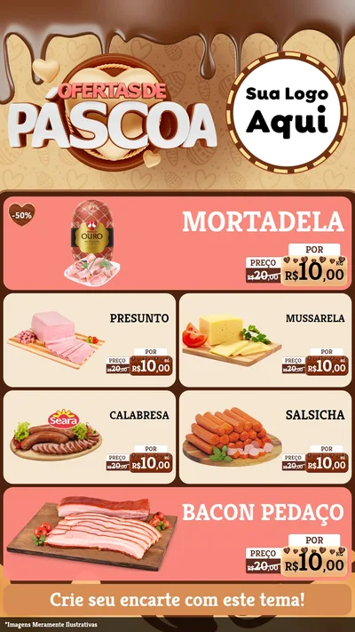 Modelo de TV para TV Vertical com o tema Ofertas de Páscoa para Frios e Laticínios