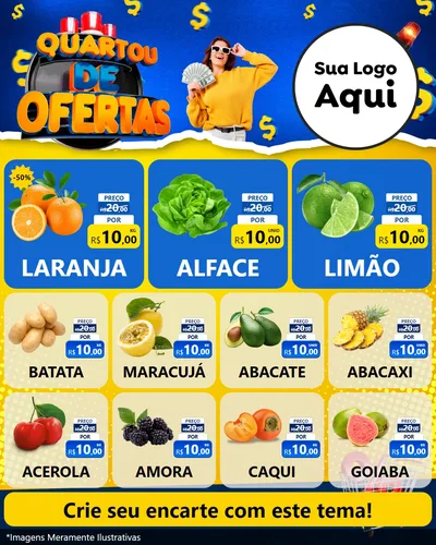 Modelo de Rede Social para Feed Instagram com o tema Quartou de Ofertas para Hortifrúti