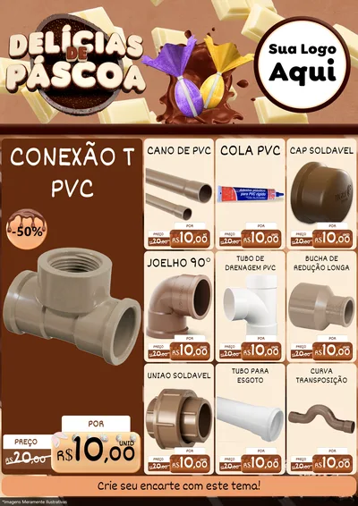 Modelo de Encarte para Encarte A4 Vertical com o tema Delícias de Páscoa para Tubos e conexões