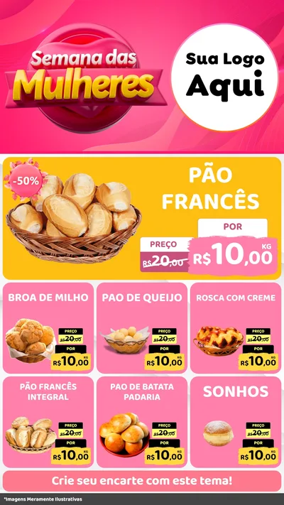 Modelo de Rede Social para Stories com o tema Semana das Mulheres para Padaria
