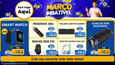 Modelo de TV para TV Horizontal com o tema Março Imbatível para Informática