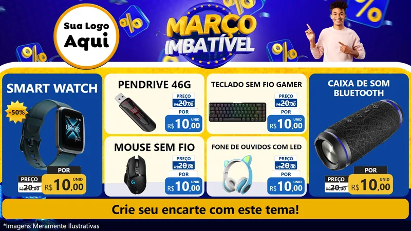 Modelo de TV para TV Horizontal com o tema Março Imbatível para Informática