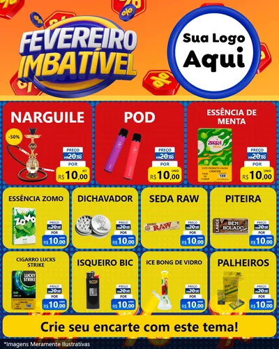 Modelo de Rede Social para Feed Instagram com o tema Fevereiro Imbatível para Tabacaria