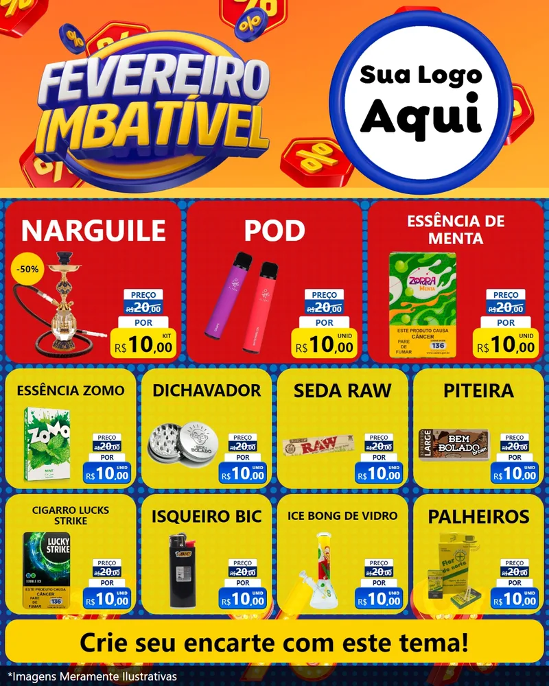 Modelo de Rede Social para Feed Instagram com o tema Fevereiro Imbatível para Tabacaria