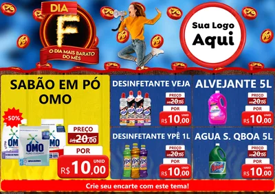 Modelo de Encarte para Encarte A4 Horizontal com o tema Dia F - O Dia Mais Barato Do Mês para Produtos de Limpeza