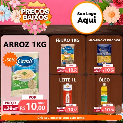 Modelo de Rede Social para Feed Facebook com o tema Primavera de Preços Baixos para Supermercado