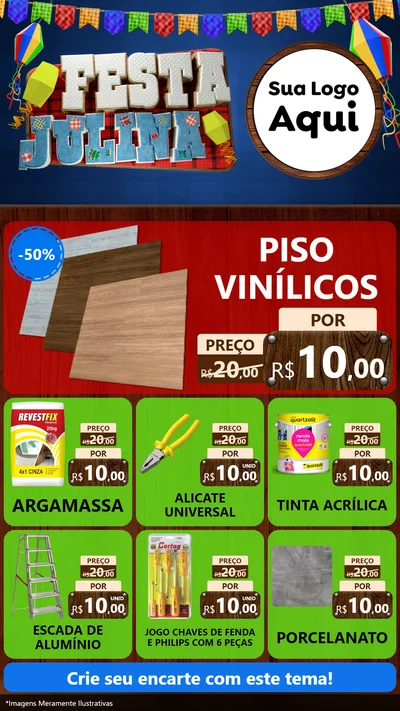 Modelo de Rede Social para Stories com o tema Festa Julina para Material para Construção