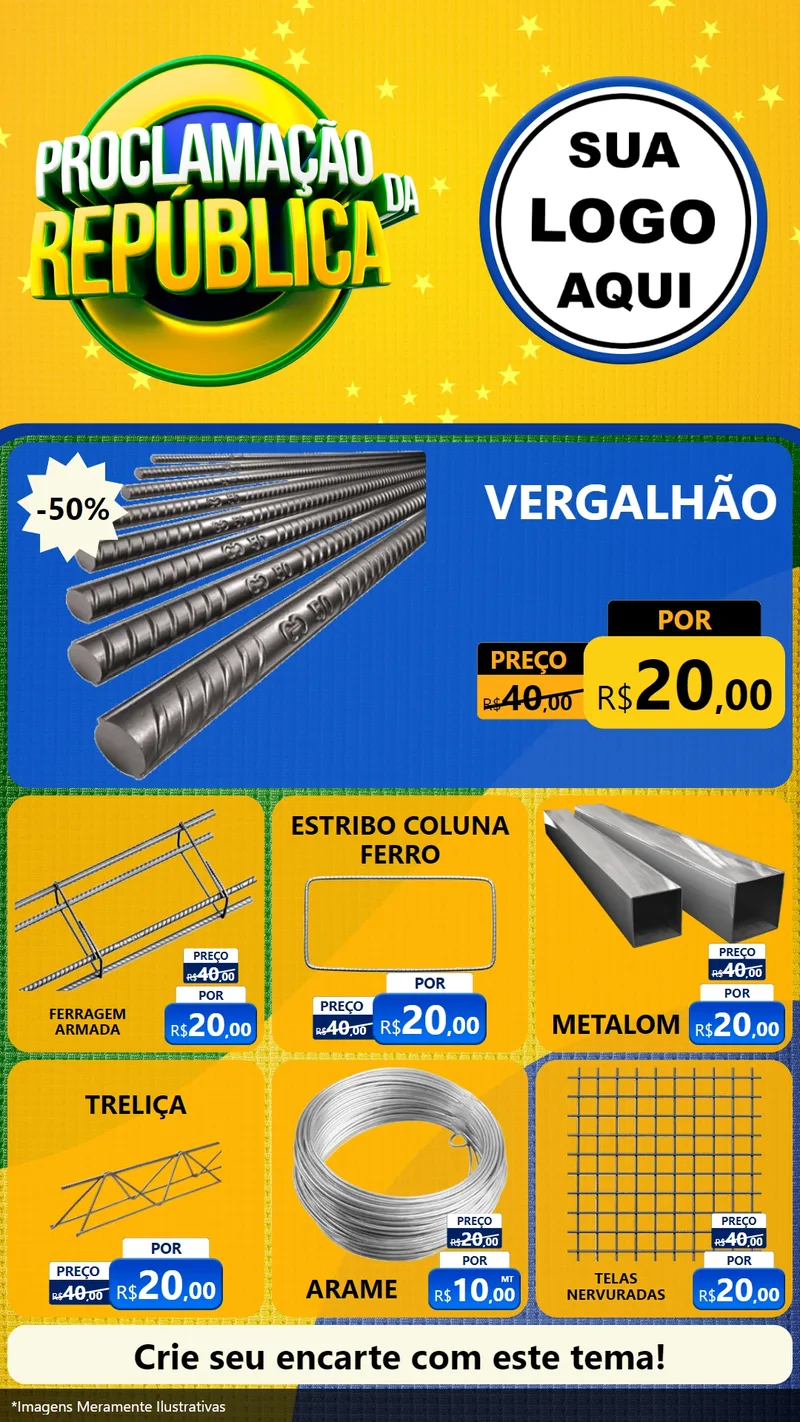Modelo de Rede Social para Stories com o tema Proclamação da República para Ferragens