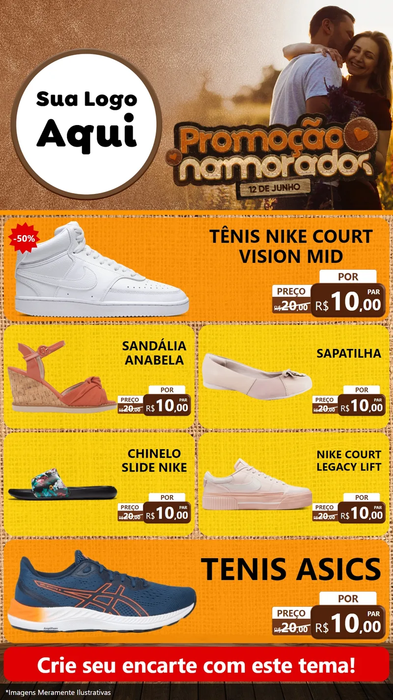 Modelo de TV para TV Vertical com o tema Promoção Namorados para Calçados