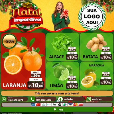 Modelo de Rede Social para Feed Facebook com o tema Natal Imperdível para Hortifrúti