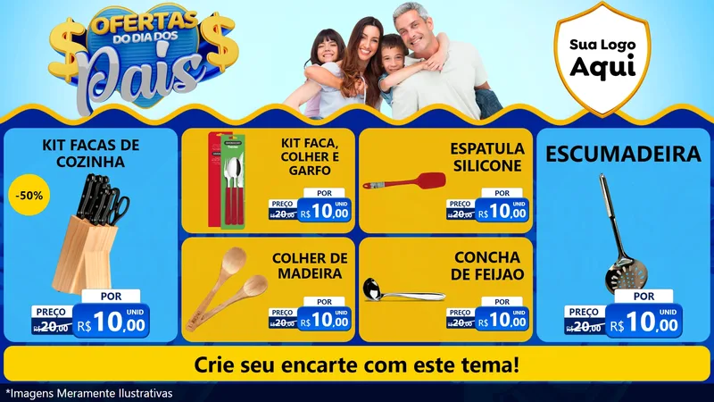 Modelo de TV para TV Horizontal com o tema Ofertas do Dia dos Pais para Utilidades Domésticas