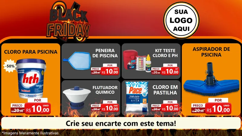 Modelo de TV para TV Horizontal com o tema Black Friday para Produtos para Piscina