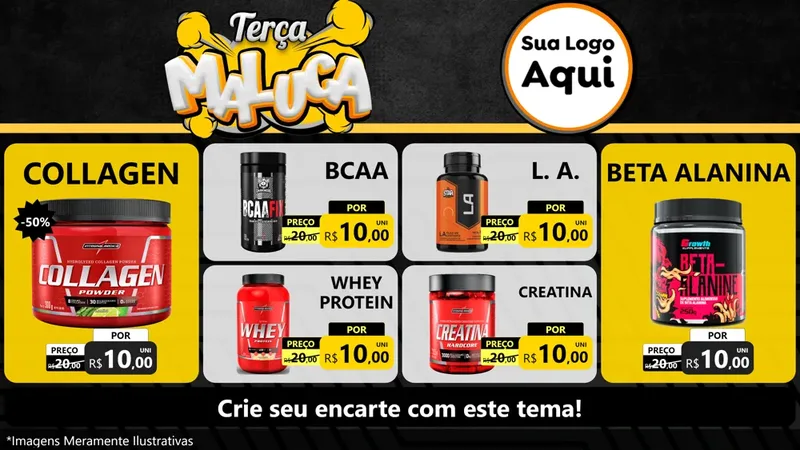 Modelo de TV para TV Horizontal com o tema Terça Maluca para Suplementos alimentares