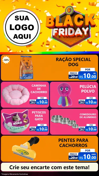 Modelo de TV para TV Vertical com o tema Black Friday para Pet Shop