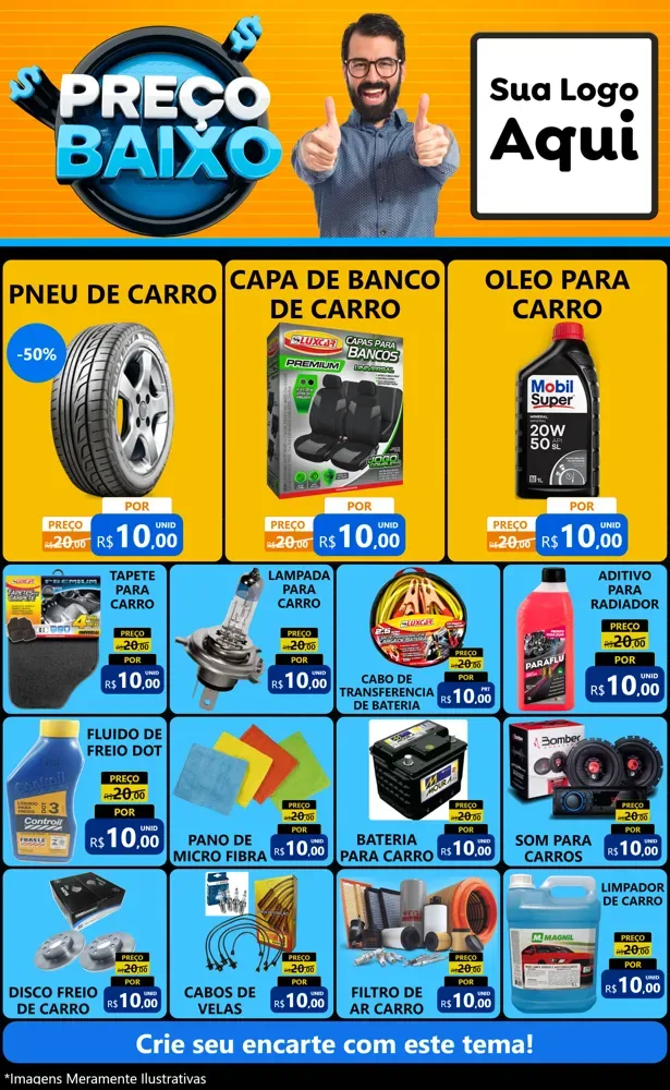 Modelo de Encarte para Encarte Grande com o tema Preço Baixo para Auto peças