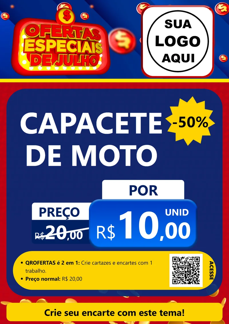 Modelo de Cartaz para Cartaz A4 Vertical com o tema Ofertas Especiais de Julho para Moto peças