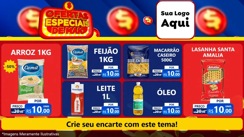 Modelo de TV para TV Horizontal com o tema Ofertas Especiais de Maio para Supermercado