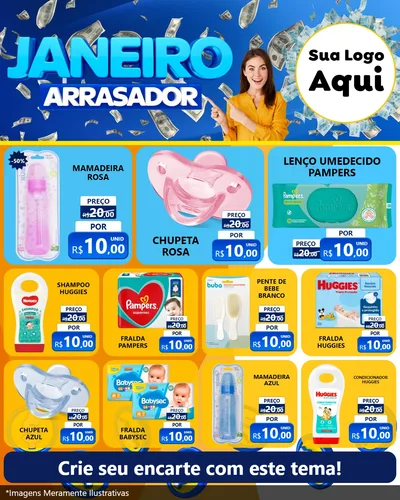 Modelo de Rede Social para Feed Instagram com o tema Janeiro Arrasador para Bebês