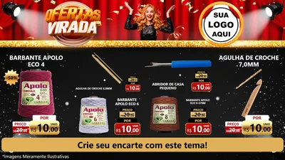 Modelo de TV para TV Horizontal com o tema Ofertas da Virada para Armarinho e Aviamentos