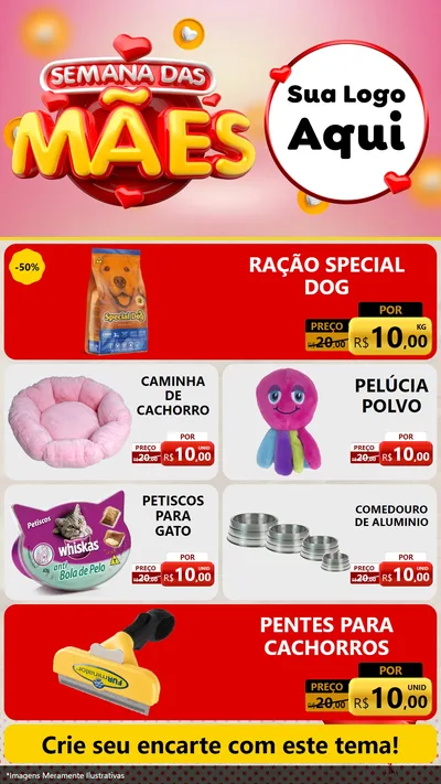 Modelo de TV para TV Vertical com o tema Semana das Mães para Pet Shop