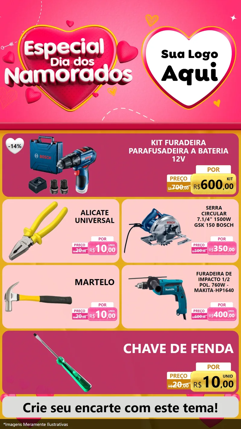 Modelo de TV para TV Vertical com o tema Especial Dia dos Namorados para Maquinas e Ferramentas