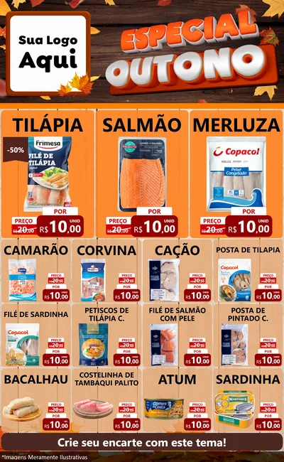 Modelo de Encarte para Encarte Grande com o tema Especial Outono para Peixaria