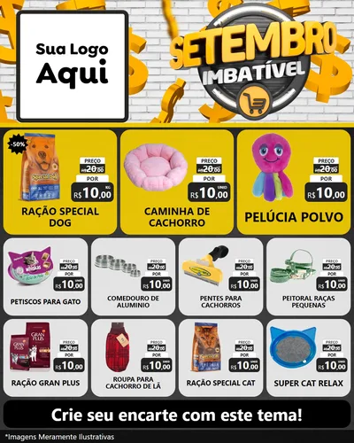 Modelo de Rede Social para Feed Instagram com o tema Setembro Imbatível para Pet Shop