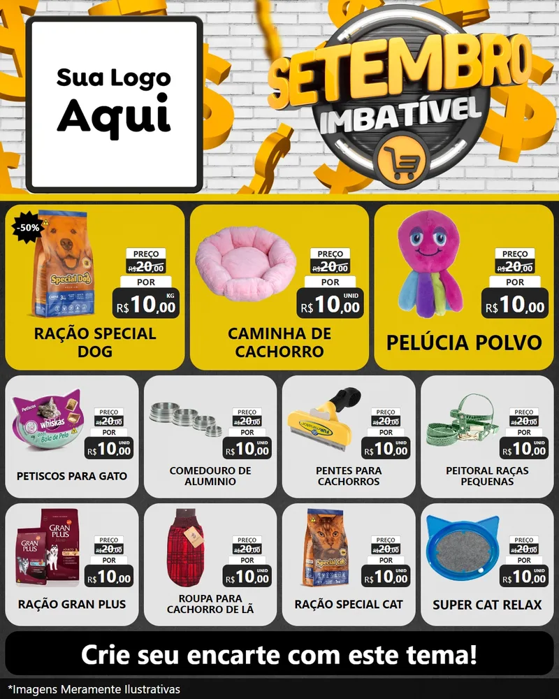 Modelo de Rede Social para Feed Instagram com o tema Setembro Imbatível para Pet Shop