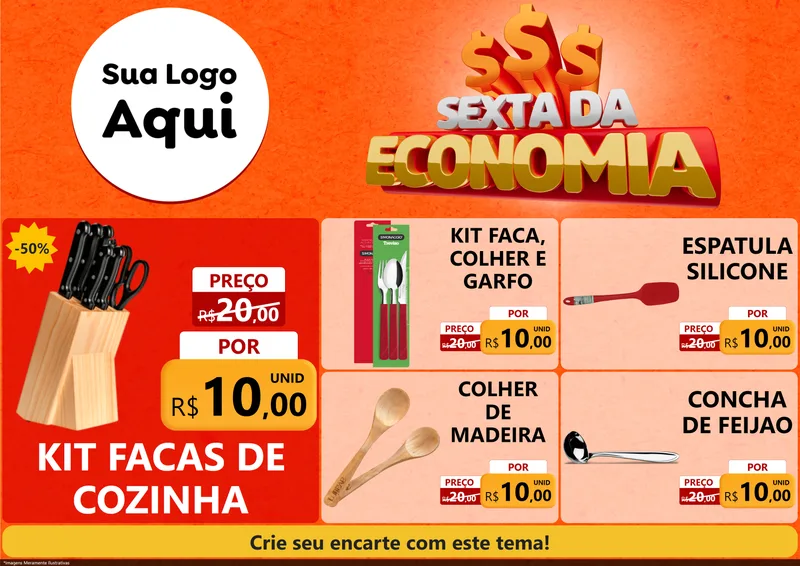 Modelo de Encarte para Encarte A4 Horizontal com o tema Sexta da Economia para Utilidades Domésticas