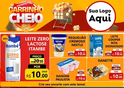 Modelo de Encarte para Encarte A4 Horizontal com o tema Promoção carrinho cheio para Frios e Laticínios