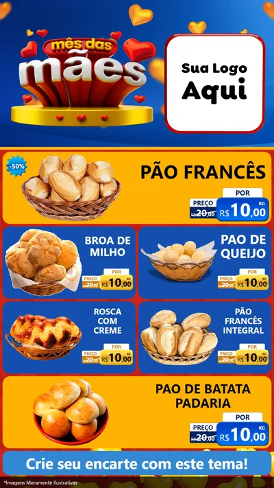 Modelo de TV para TV Vertical com o tema Mês das Mães para Padaria
